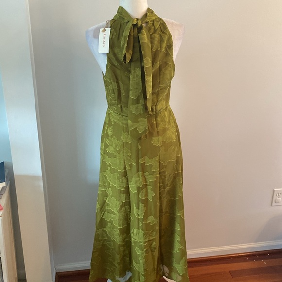NWT Rihoas green Jacquard ranched midi dress - Picture 8 of 15